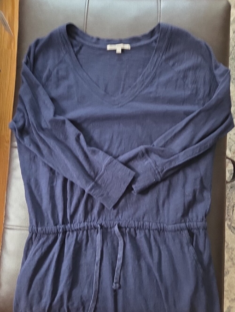 GAP Navy V-Neck Long-Sleeve Drawstring Waist Dress